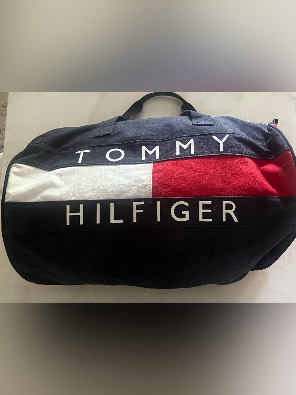 Tommy Hilfiger Color Block Red White Blue Duffle Bag Travel Bag Sports Bag